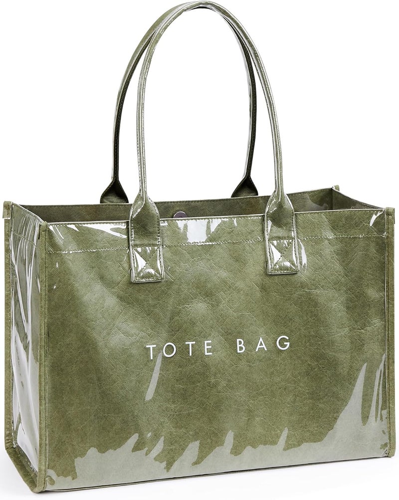 KALIDI FANCY FOREST KALIDI PVC Tote Bag Women’s Kraft Paper Work Handbags Purses with Top Handle - Image 1
